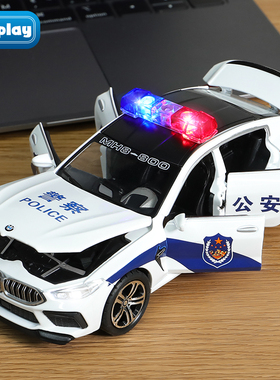大号合金警车玩具儿童警察车小汽车玩具男孩特警110公安车M8模型