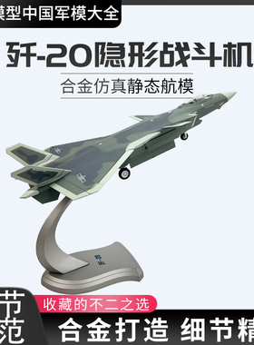 1:60歼20隐形战斗机J-20合金仿真飞机模型成品摆件航模航展明星