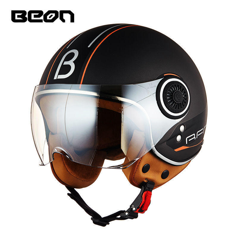 BEON摩托车复古头盔男女四季通用电动车半盔机车3C及欧洲认证夏季