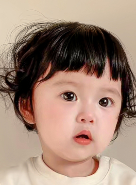 假发女孩宝宝短卷发儿童蓬松空气刘海拍照卷发婴儿自然易佩戴发型