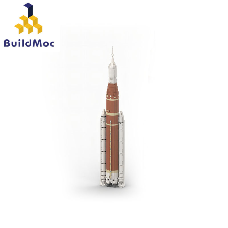 BuildMOC拼装积木玩具航天美国SLS登月重型运载火箭Block1B发射器