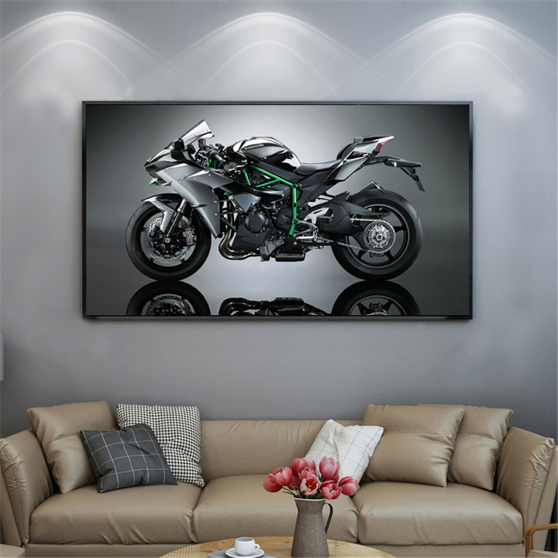 川崎Kawasaki摩托机车装饰画 H2小忍者越野壁画4s改装店卧室挂画
