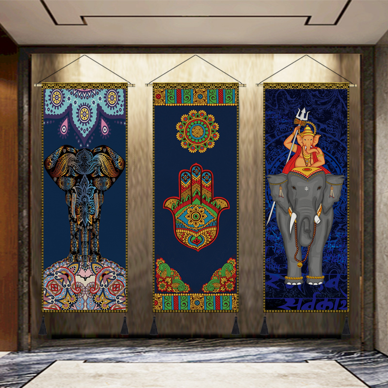 泰国风泰式东南亚民族挂毯挂画瑜伽馆民宿酒店装饰画布画挂布壁毯