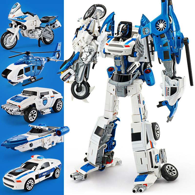 男孩变形玩具合金版警车汽车模型儿童合体变形汽车人机器人