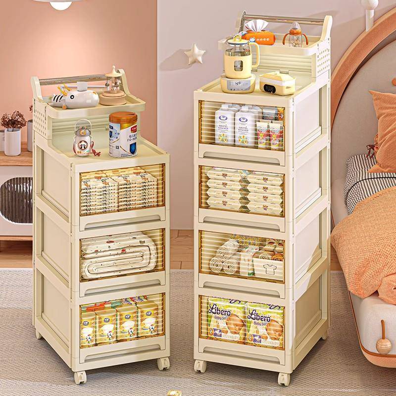 日本进口MIJIE婴儿用品收纳架零食置物架柜落地可移动奶瓶储物柜