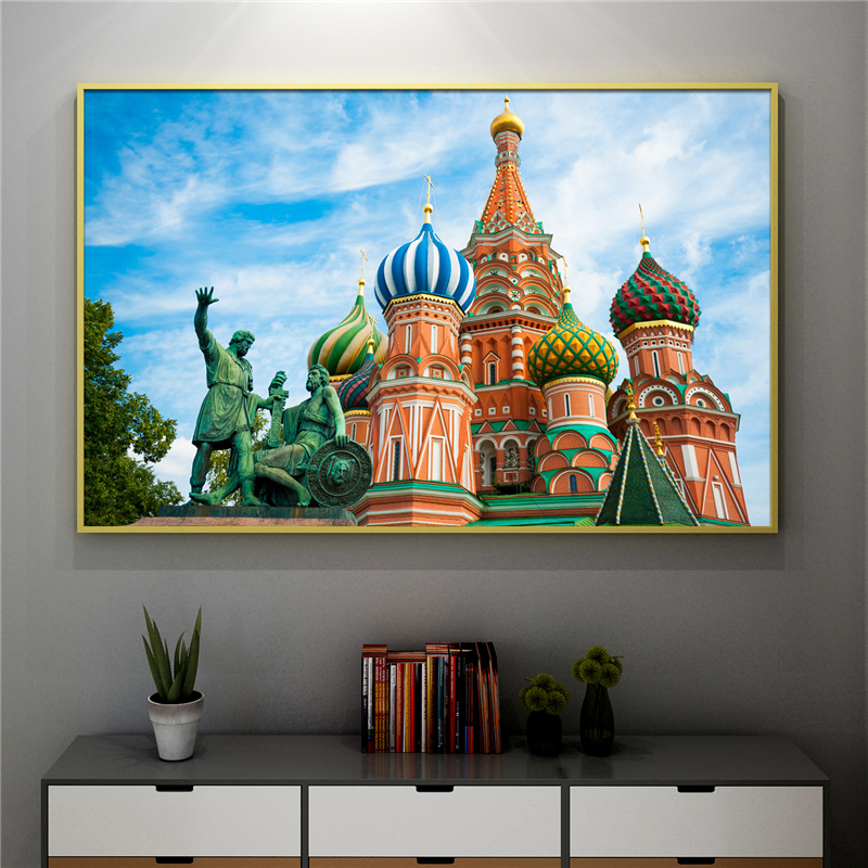 俄罗斯风景装饰画莫斯科克里姆林宫照片墙世界名胜旅游红场挂画