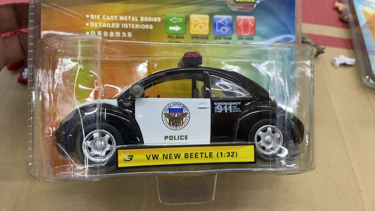 1:32合金香港甲壳虫911警车POLICE vw new beetle