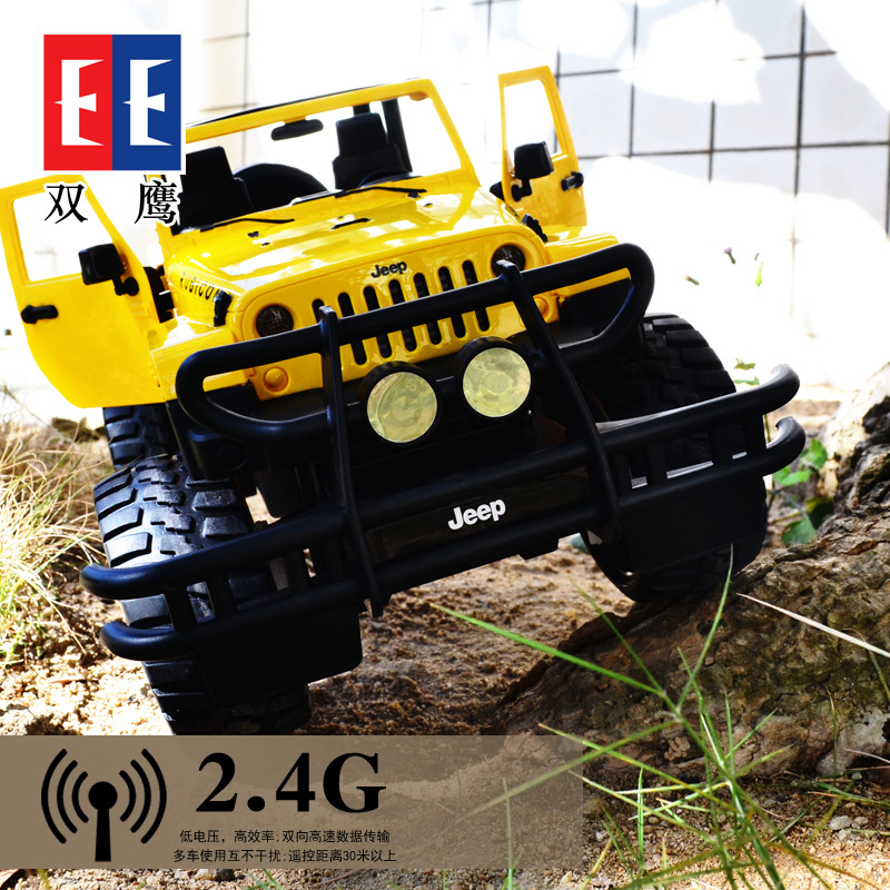 双鹰E716牧马人jeep一键遥控开关门越野汽车充电电动模型儿童玩具
