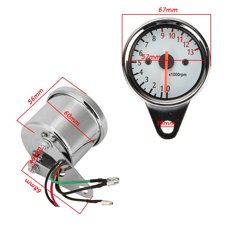 摩托车改装电感转速表指针式1.3万转/白色仪表改装电子转速表