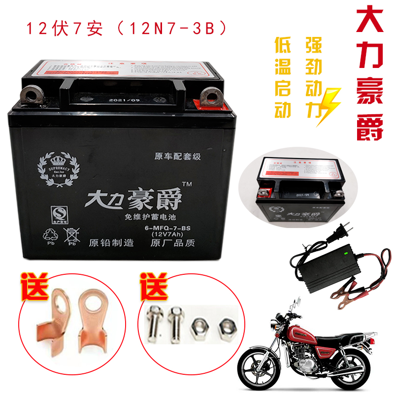 适用建设摩托车蓄电池钱江125嘉陵150电瓶 12N7-3B免维护干电池