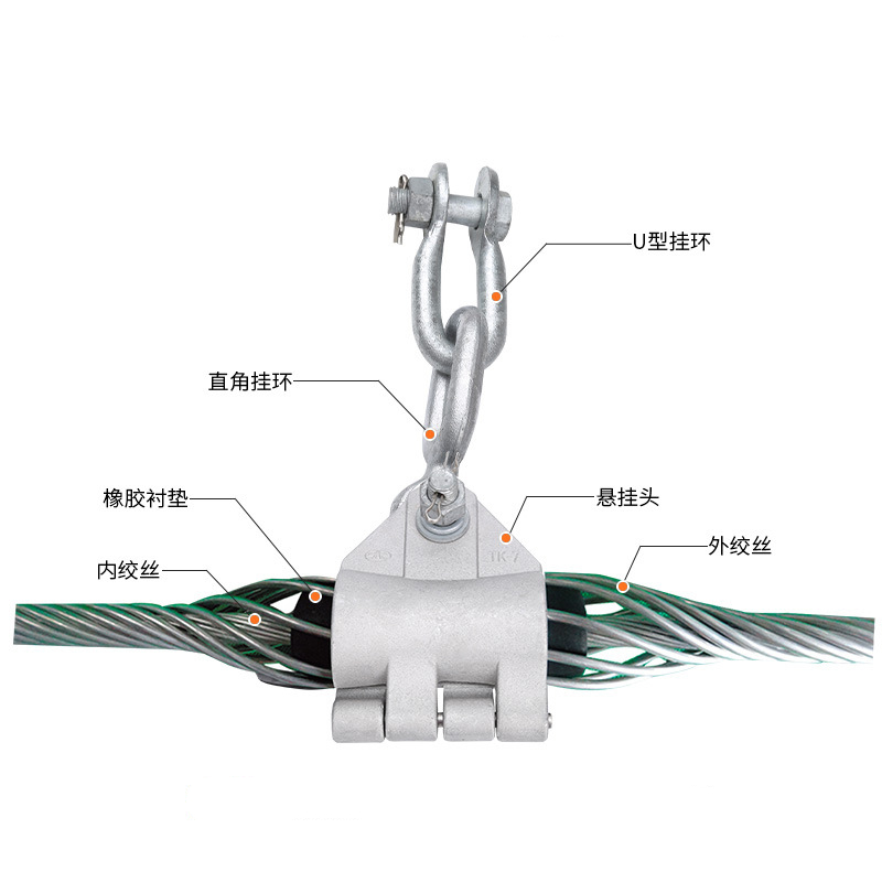 adss悬垂线夹光缆固定夹具 预绞式悬垂线夹ADSS光缆电力线路金具