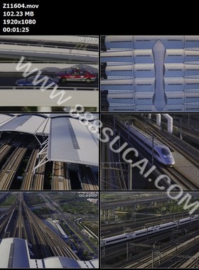 和谐号高铁驶向城市广州南站高铁站高清实拍视频素材