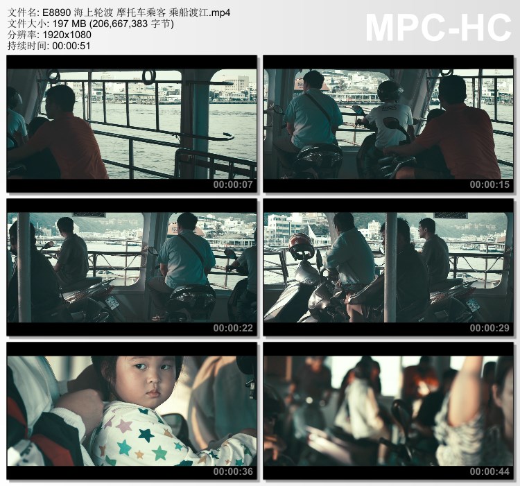 海上轮渡 摩托车乘客乘船渡江 高清实拍视频素材