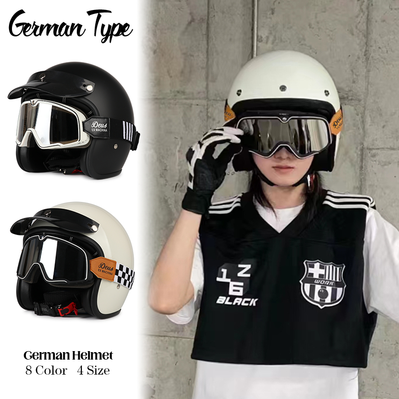 3c认证复古头盔摩托车男女夏季巡航机车半盔超轻碳纤维四分之三盔