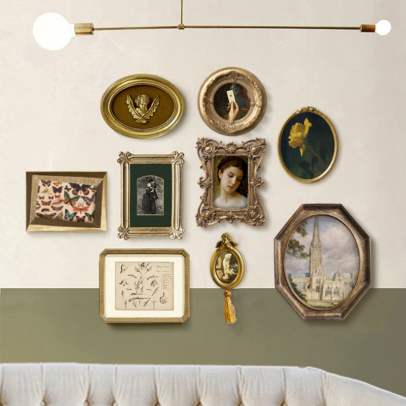 欧式复古装饰画组合客厅卧室餐厅挂画美式小众艺术背景壁画