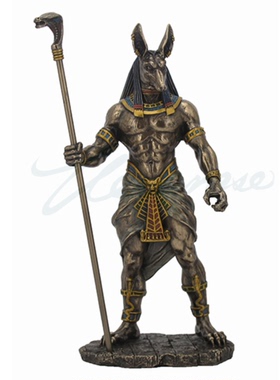 代购古埃及神话死神阿努比斯拿着眼镜蛇头权杖雕像雕塑摆件客厅