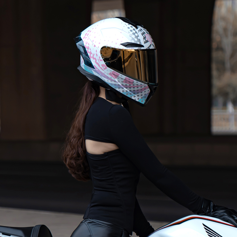 艾狮摩托车头盔女士全盔男电动车机车夏季四季通用安全帽3C认证