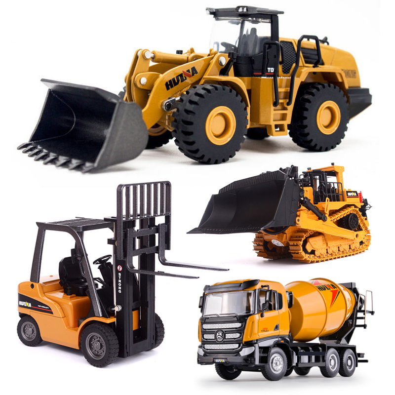 汇纳中号1:50合金工程车模型仿真挖掘机装载机矿用自卸车儿童玩具