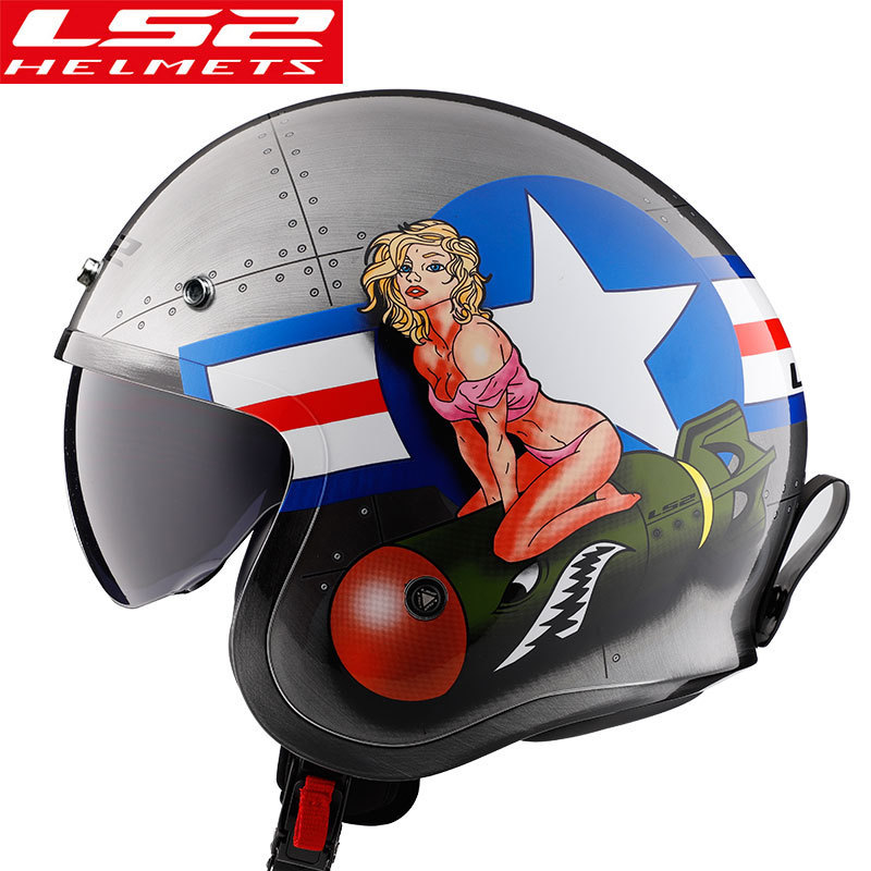 ls2摩托车头盔复古哈雷男女电动机车夏季半盔半覆式四季踏板OF599