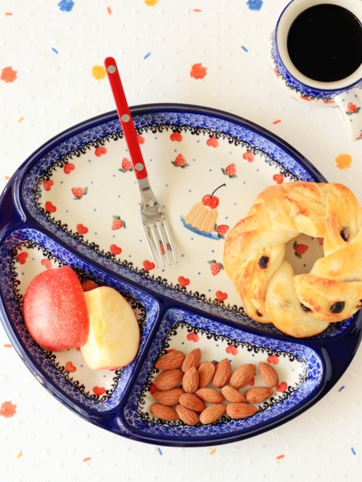 波兰进口手绘陶瓷蛋糕草莓早餐盘汤面碗蔬菜水果沙拉碗饭勺1592X