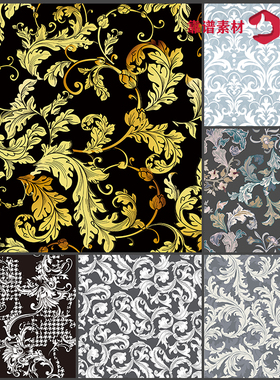 复古简约奢华欧式花纹底纹墙纸服饰地毯印花图案AI设计素材