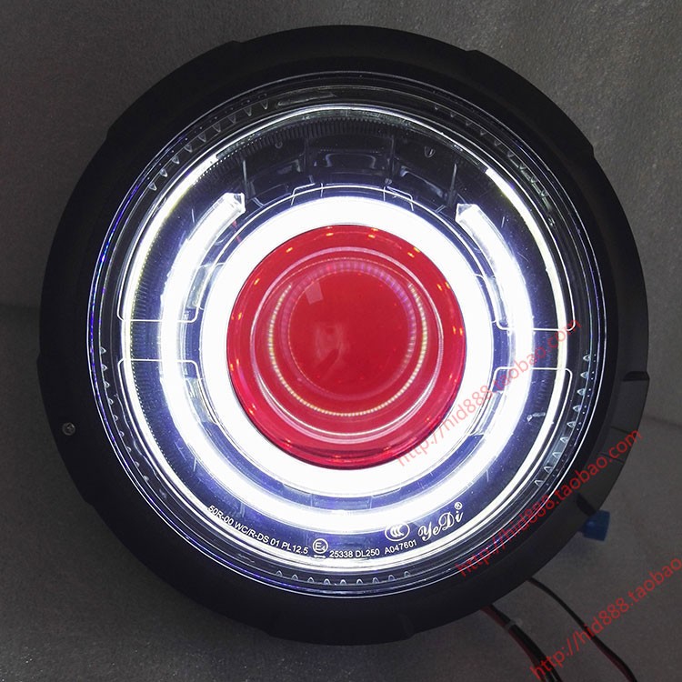 DL250摩托车大灯前照灯改装 LED双光透镜照明无损 天使眼 配件