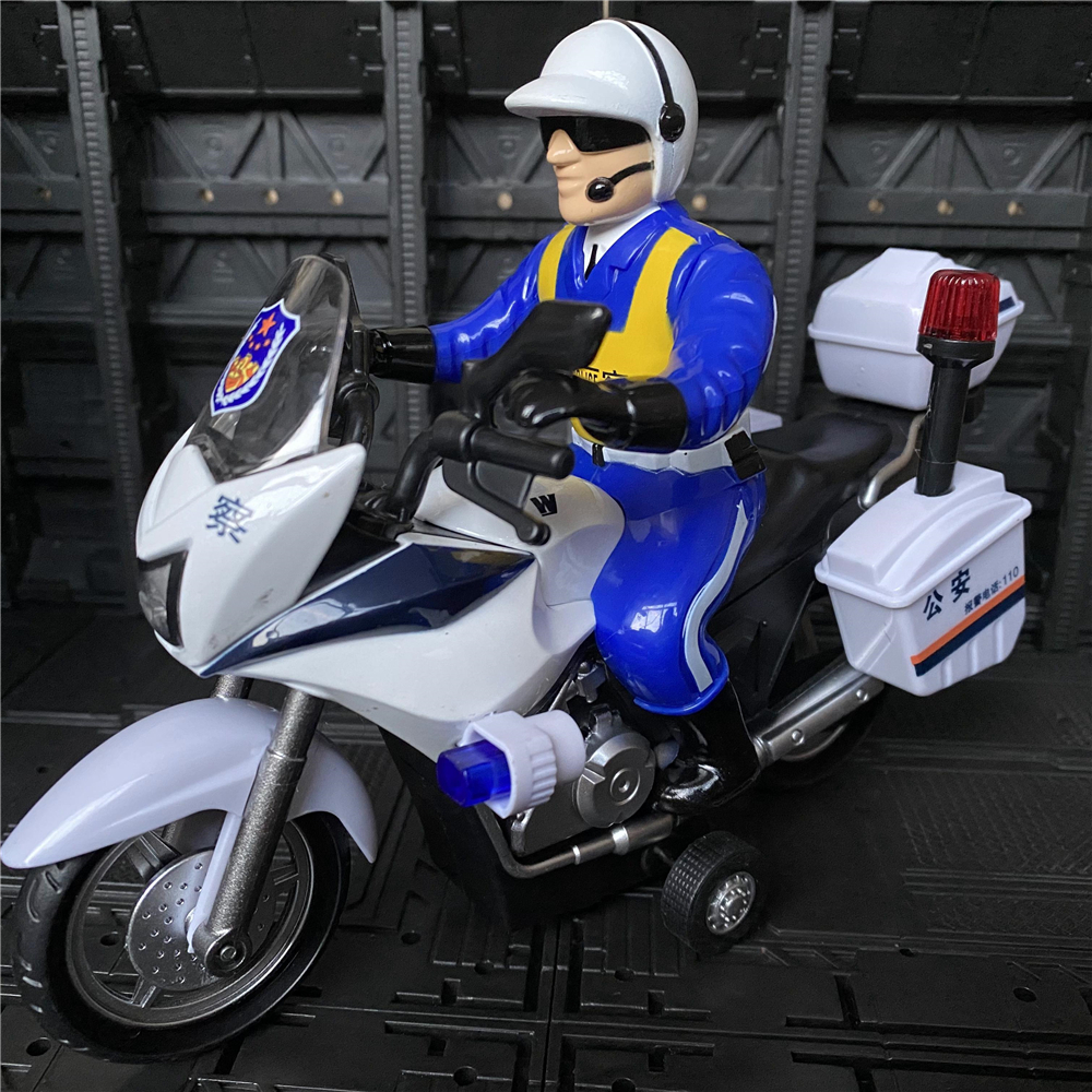 交警摩托车玩具儿童惯性耐摔巡逻车男孩宝宝灯光音效仿真警车模型