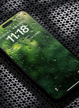 手机壁纸-绿色雨后朦胧玻璃自然治愈系高清4K安卓iphone壁纸-438