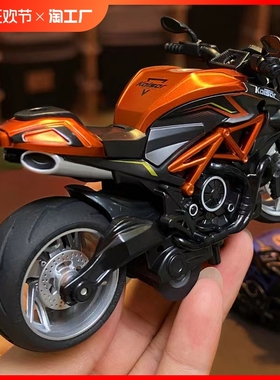 仿真摩托车回力合金车模型声效赛车3岁男孩儿童玩具礼物警车惯性