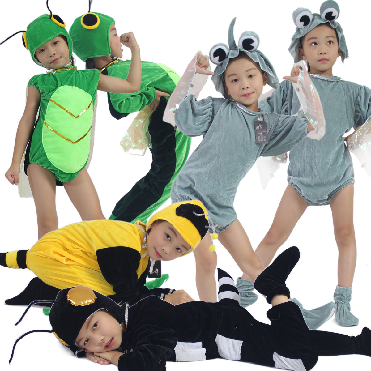 卡通沙漠蝗虫成人儿童舞台舞蹈演出服蚂蚁蚂蚱蚊子苍蝇亲子表演服