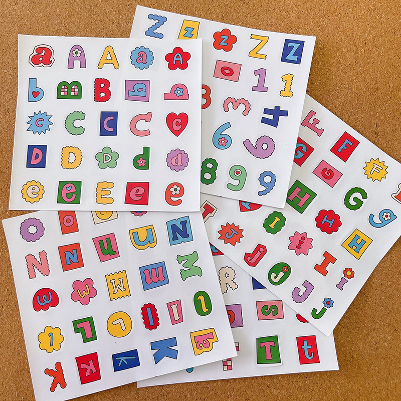 可爱多巴胺彩色英文字母数字手帐贴纸儿童成长相册手抄报标题装饰