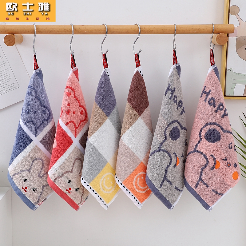 儿童小毛巾幼儿园小方巾纯棉卡通挂式四方正方形婴儿口水巾擦手帕