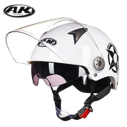 AK头盔电瓶电动摩托车四季轻便式冬夏两用安全帽男女士通用双镜片