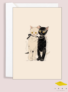 巴黎小猫 猫咪手绘插画明信片浪漫唯美生日节日祝福贺卡墙装饰画