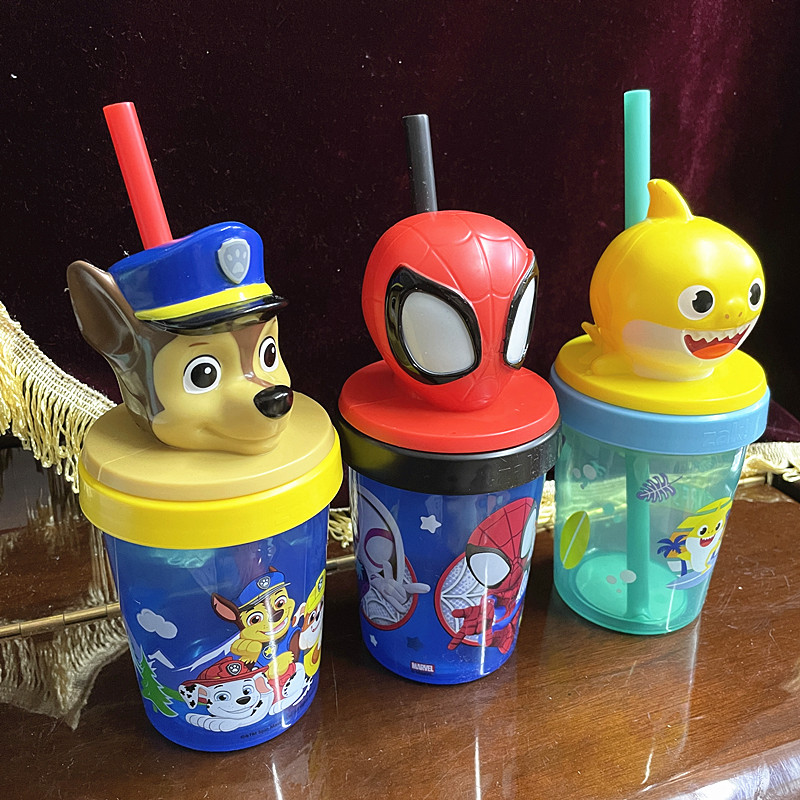 Straw Cup外单儿童经典卡通吸管杯夏日冷饮果汁冷水杯多款3-6岁