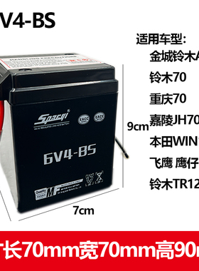 摩托车电池嘉陵JH70 老款脚启动免维护复古电瓶6V4A干电池6N4-BS