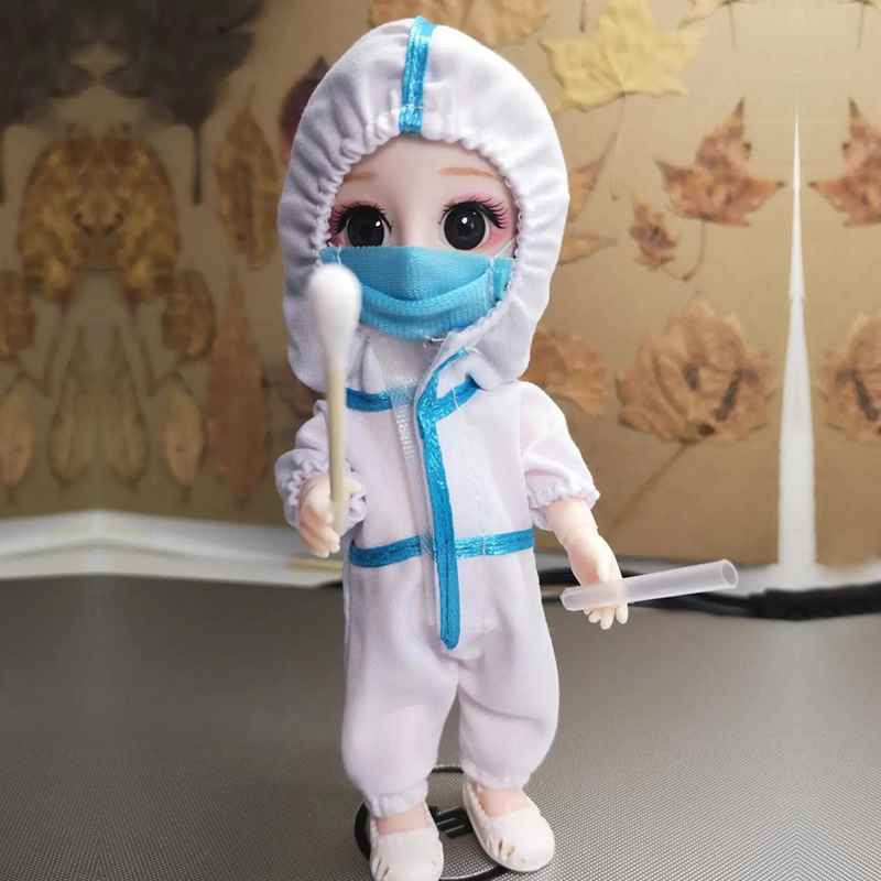 厂家大白抗疫公仔纪念品医t生护士连体白衣天使摆件儿童娃娃护士