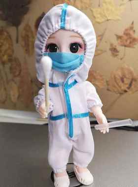 厂家大白抗疫公仔纪念品医t生护士连体白衣天使摆件儿童娃娃护士