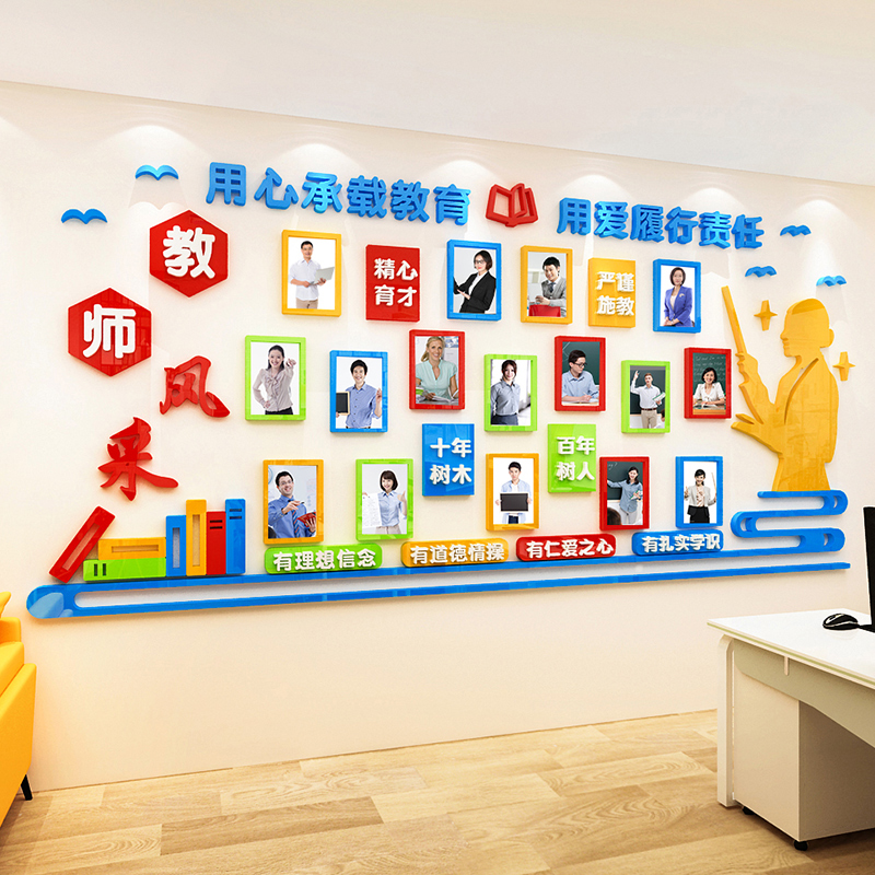 教育机构学校办公室文化照片墙简介标语布置教师风采展示墙贴装饰