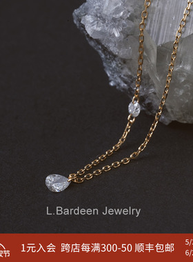 L.bardeen高级18K黄金au750真钻石吊坠项链女轻奢小众彩金锁骨链