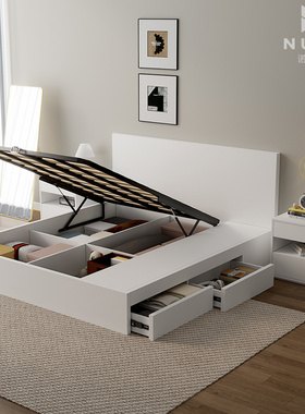 意式极简实木抽屉床现代小户型多功能高箱储物床气压箱体收纳定制