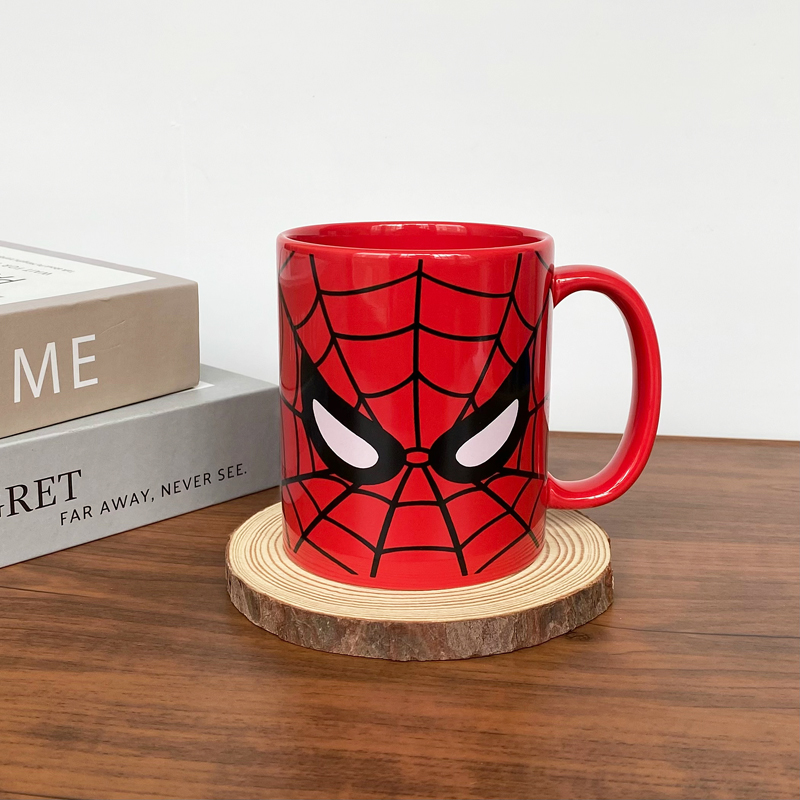 美国漫威复仇者联盟蜘蛛侠Spider-Man红色头像陶瓷马克杯水杯