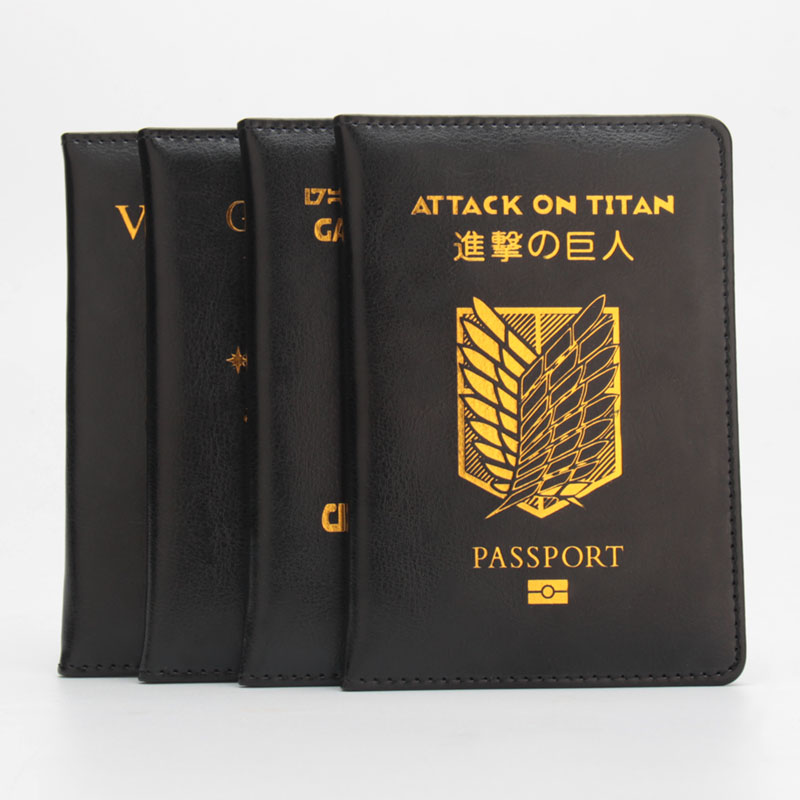 外贸原单进击的巨人动漫护照夹欧美日本动画游戏护照本皮革跨境护照套机票夹可定制做单位LOGO公司广告
