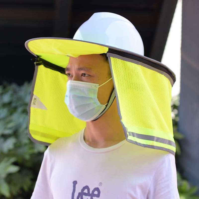 带在安全帽上的太阳帽伞防晒套帽檐可折叠工地遮阳帽边加大草竹夏