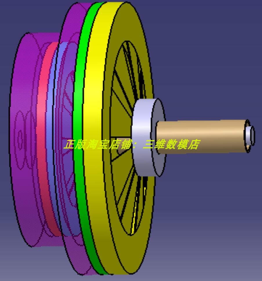 双片离合器膜片弹簧摩擦片从动盘 Catia零件总成3D三维几何数模型