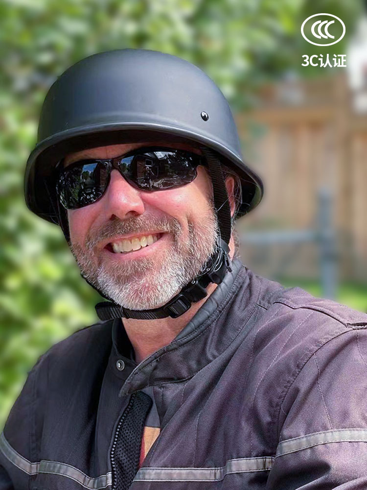 德式M35玻璃钢盔复古头盔大头围摩托车半盔大码男电动车机车瓢盔