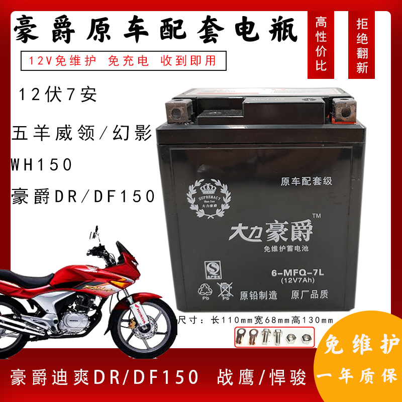 适用豪爵迪爽HJ150-9摩托车电瓶DF150 DR160S DR150S NK150蓄电池