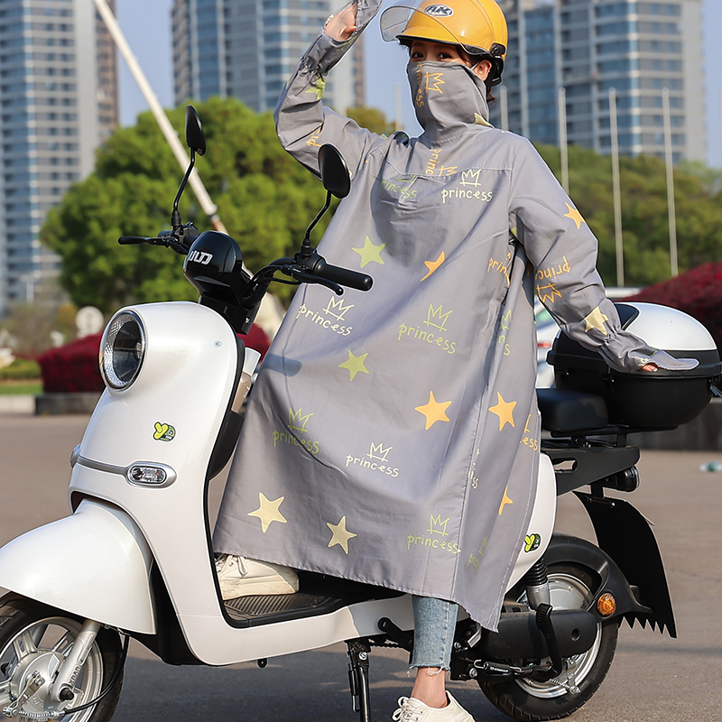 电动车防晒衣女士夏季骑车全身长款遮阳电动摩托车防晒衣口罩防风