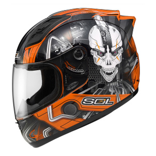 台湾进口SOL赛车头盔68S二代橘银色铁人摩托车头盔机车全盔安全帽