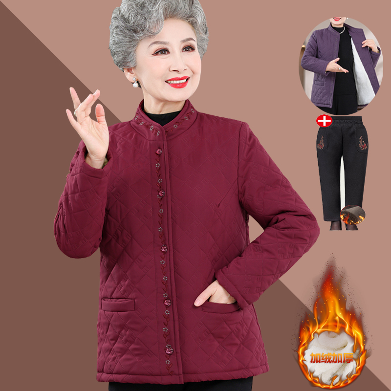 7080岁老年人奶奶装老太太轻薄小棉袄棉衣中老年女装秋装新款外套